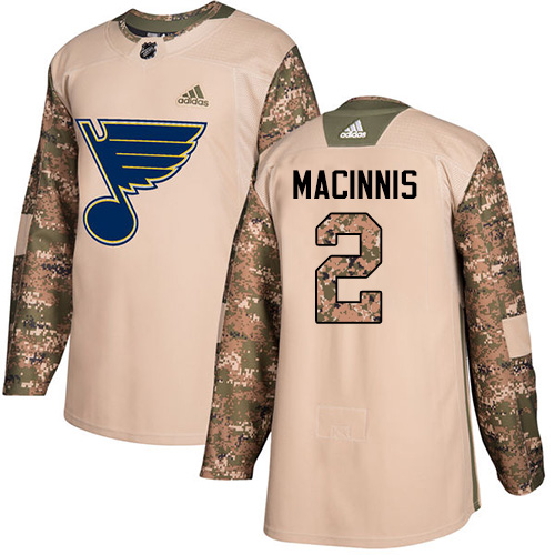 Adidas Blues #2 Al MacInnis Camo Authentic Veterans Day Stitched NHL Jersey - Click Image to Close